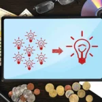 A tablet device showing multiple ideas create one great idea